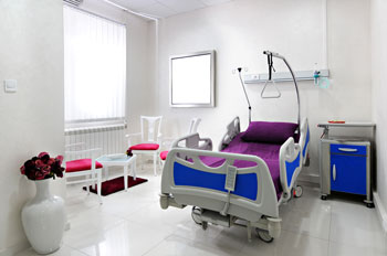 Interior of empty hospital room